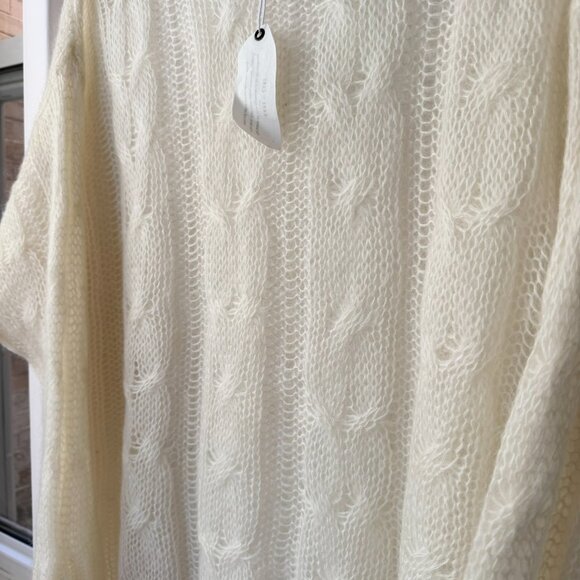 NWT Anthropologie Posey Sheer Fine Knit Wool Tunic Sweater Cream Large - Picture 6 of 14